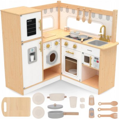 Mamabrum Dřevěná kuchyňka MAM176 Kitchen interaktivní s příslušenstvím pro domácnost Věk 3+ – Zboží Mobilmania