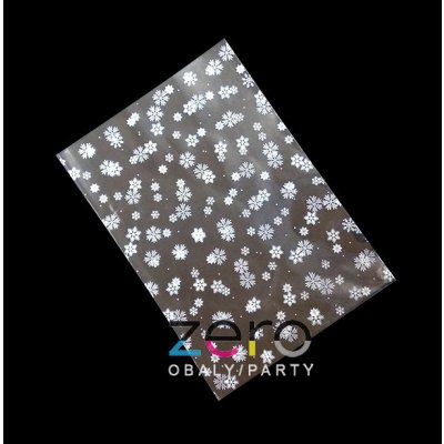 Sáček PP 30x50 cm - VÁNOCE - transp. s tiskem bílým vloček – Zboží Mobilmania
