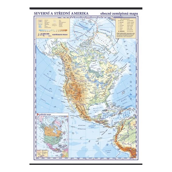 Nástěnné mapy Severní a střední Amerika - nástěnná zeměpisná mapa 1:10 mil.