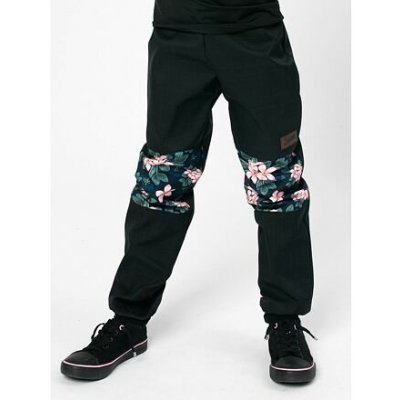 Drexiss dětské softshellové kalhoty s úpletem black moon flowers – Zboží Mobilmania