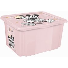 Plastový svět Plastový box Minnie 30 l světle růžový s víkem 45 x 35 x 27 cm