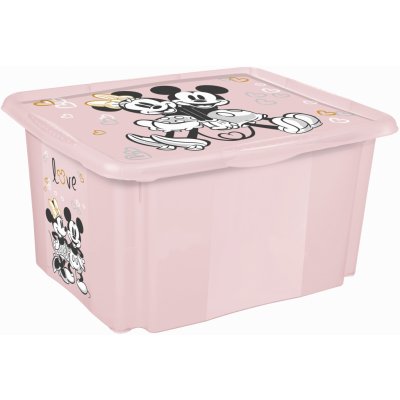Plastový svět Plastový box Minnie 30 l světle růžový s víkem 45 x 35 x 27 cm – Zboží Mobilmania