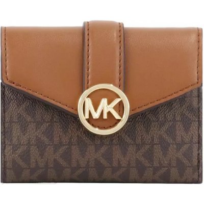 Michael Kors CARMEN medium flap bifold wallet dámská peněženka brown monogram