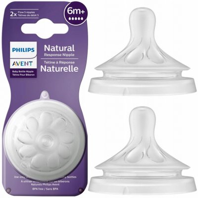 Philips Avent savička Natural Response 5 rychlý průtok 2 ks transparentní – Zbozi.Blesk.cz