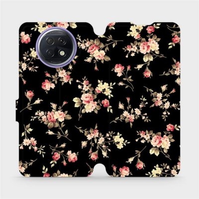 Pouzdro Mobiwear parádní flip Xiaomi Redmi Note 9T 5G - VD02S Květy na černé
