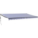 Greatstore Zatahovací markýza modrá a bílá 5 x 3 m textil a hliník – HobbyKompas.cz