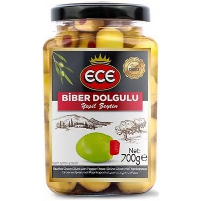 Ece Biber Dolgulu Yesil Zeytin olivy plněné paprikou 700 g – Zboží Dáma
