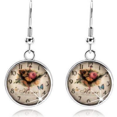 Šperky eshop styl cabochon glazura obrázek hodinek růže anglický nápis SP71.16 – Zboží Mobilmania
