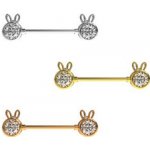 Piercingate piercing do bradavky Hello Kitty s hvězdičkou a kamínkem PBR00051 Růžové zlato – Zboží Dáma