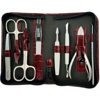 Globos Dámská kožená sada na manikúru s nůžkami Solingen 925-89 vínová kroko – Zboží Dáma