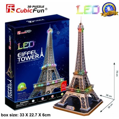 CubicFun 3D puzzle svítící Eiffelova věž 82 ks
