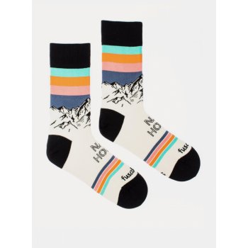 Fusakle vzorované ponožky Ráno na horách Krémové