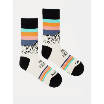 Fusakle vzorované ponožky Ráno na horách Krémové