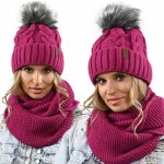 Fashionweek Dámský zimní set:pletená čepice + masivní KOMÍN K11 Amarant – Hledejceny.cz
