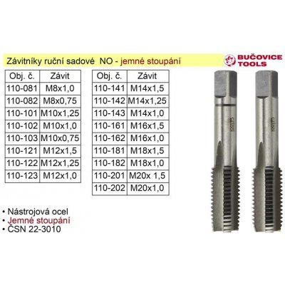 BUČOVICE TOOLS a.s. Závitníky ruční sadové M16x1,5 NO jemný závit – Zboží Mobilmania