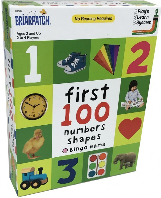 First 100 Numbers Shapes Bingo Game čísla a tvary anglicky