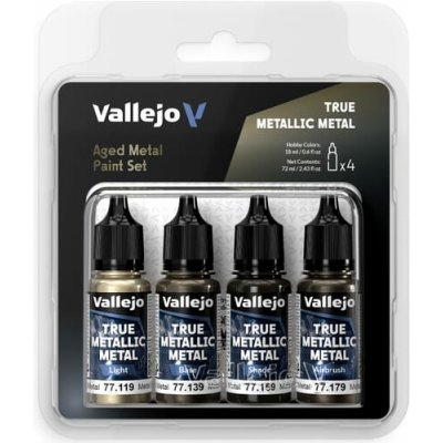 Vallejo: True Metallic Metal Aged Metal 4 Colour Paint Set – Zboží Dáma
