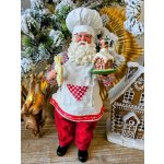 Clayre & Eef Vánoční dekorace Santa cukrář s perníkovou chaloupkou - 13*10*28 cm – Hledejceny.cz