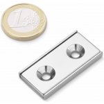 Neodymový magnetický úchyt kvádr 40 × 20 v. 4 mm, 2× M4, síla 17 kg – Zboží Mobilmania