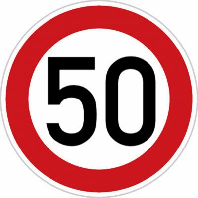 Dopravní značka Nejvyšší dovolená rychlost 50 km