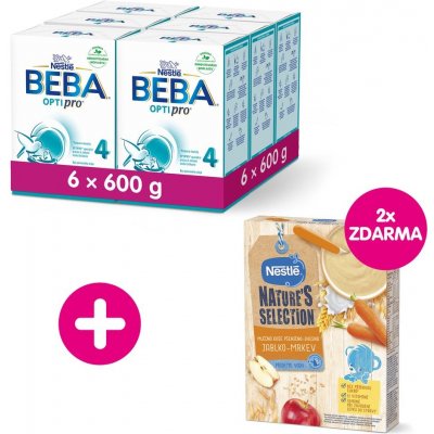 BEBA OPTIPRO 4 6 x 600 g Mléčná obilná kaše Jablko-Mrkev 2 x 250 g – Zboží Mobilmania