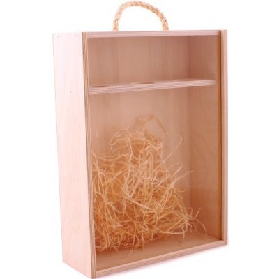 Svozil Dřevěný box na víno se skleněným okénkem na 3 láhve 35 x 25,5 x 9,5 cm – Hledejceny.cz