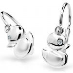 Danfil dětské náušnice kačenky C1954 z bílého zlata s kamínkem White zapínání brizura – Hledejceny.cz