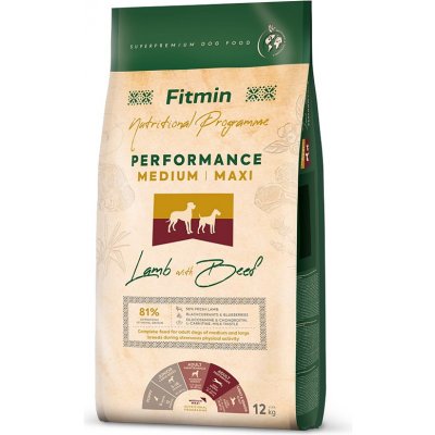 FITMIN DOG Medium Maxi Performance Lamb & Beef 12 kg