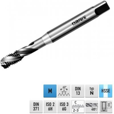 Narex Ždánice 041531118040000 - Závitník strojní M 4,0 x 0,7mm šroubovice 35° typ 3044 kód 2050 lícování ISO2 (6H) DIN – Hledejceny.cz