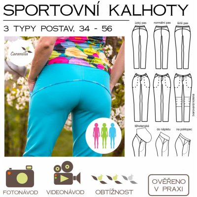 Tištěný střih sportovní kalhoty + nabíraná kolena – Zboží Mobilmania