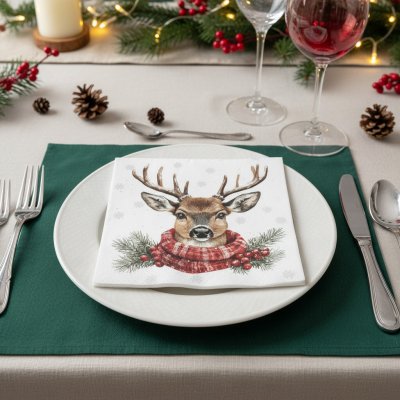 JET PAPIER Vánoční dekorativní papírový ubrousek JELEN 33x33 cm 20 ks – Zboží Dáma