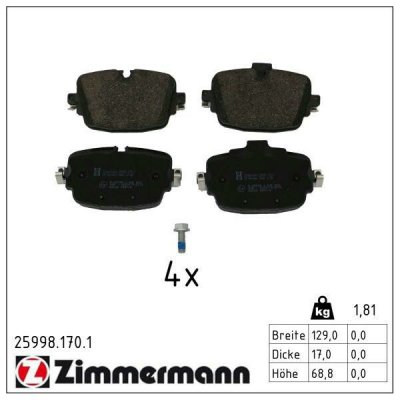Sada brzdových destiček, kotoučová brzda ZIMMERMANN 25998.170.1 | Zboží Auto