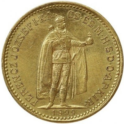 Uherská mincovna Zlatá mince Desetikoruna Františka Josefa I. Uherská ražba 1899 3,387 g – Zboží Dáma