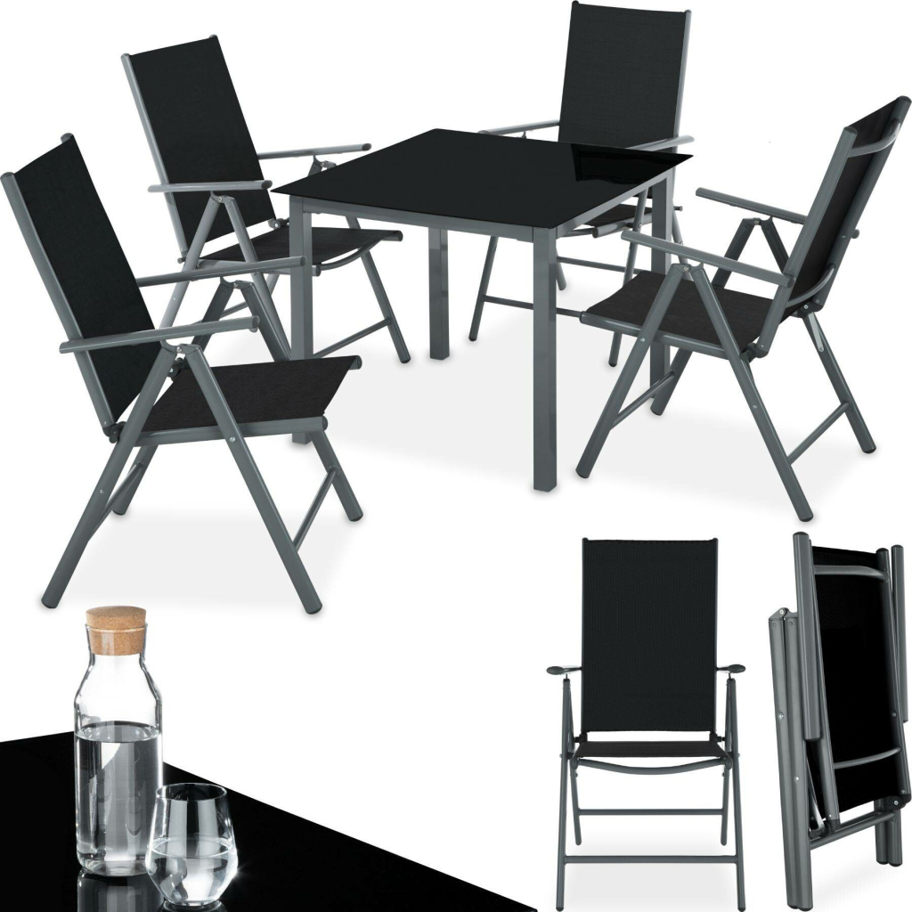 tectake 403905 zahradní hliníkový nábytek 4+1 - tmavě šedá
