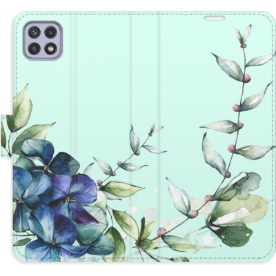 Pouzdro iSaprio Flip s kapsičkami na karty - Blue Flowers Samsung Galaxy A22 5G – Zboží Mobilmania