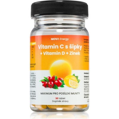 MOVit Energy MOVit Vitamin C 1200 mg s šípky + Vitamin D + Zinek PREMIUM, 30 tablet