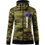 Hvězda života doktorka dámská mikina trendy zipper s kapucí Zelený maskáč – Hledejceny.cz