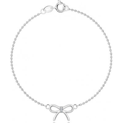 Šperky eshop Platinovaný stříbrný náramek mašle s čirými diamanty T09.05