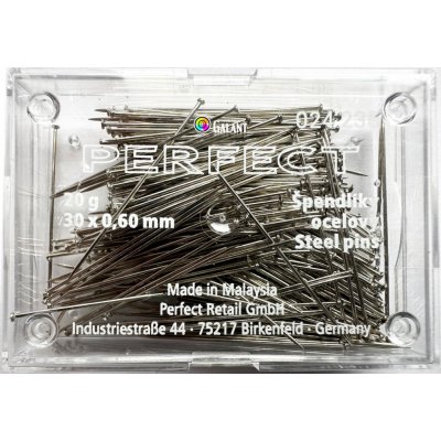 Špendlíky ocelové kalené 30x0,60mm - 20g/plastová krabička – Sleviste.cz
