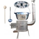 Kessel kotlík na guláš nerez 22 l INOX 0,8 mm kotlina nerez TOPLUX průměr 39 cm poklice nerez 33 cm INOX naběračka 350 ml a vařečka 50 cm TOPLUX – Sleviste.cz