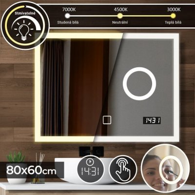 Aquamarin LED zrcadlo se zrcátkem 80 x 60 cm 80585 – Sleviste.cz