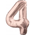 PARTYDECO Fóliové číslo 4 86 cm ROSEGOLD – Zboží Dáma