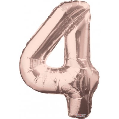 PARTYDECO Fóliové číslo 4 86 cm ROSEGOLD – Zboží Dáma