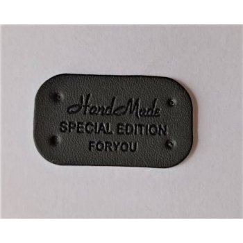 dovoz Štítek z umělé kůže Hand made Special Edition Foryou - černý