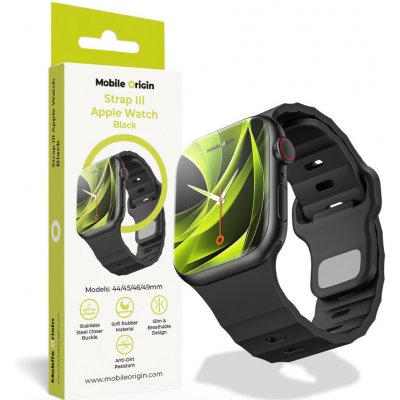 Mobile Origin Řemínek III pro Apple Watch 44 / 45 / 46 / 49 mm Černý AWMS-03-BLK – Zboží Živě