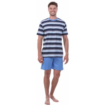 Calvi 23-165 pánské pyžamo krátké pruhované modré