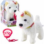 LeanToys Interaktivní pes s mašlemi na vodítku chodí a štěká bílé hračky – Zboží Mobilmania