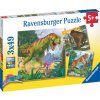 Puzzle Ravensburger Pravěká zvířata 3 x 49 dílků