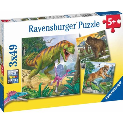 Ravensburger Pravěká zvířata 3 x 49 dílků – Zboží Mobilmania
