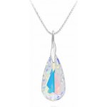 Swarovski Elements Stříbrný náhrdelník visací bílá duhová slza, kapka 54035.2 Crystal AB bílá – Hledejceny.cz